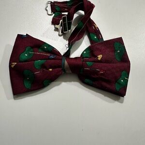 Elegant Burgundy Bow Tie with Green Accents
